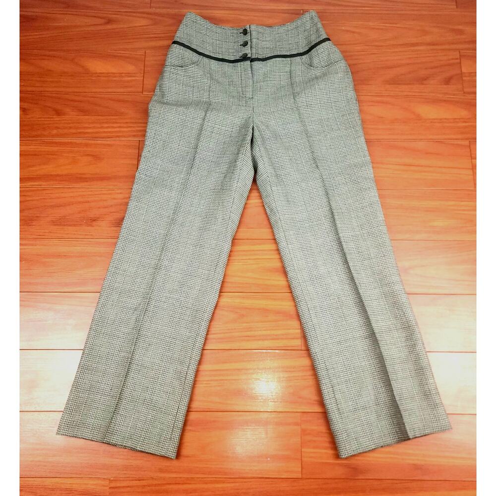 Harve Berard Pants Womens 8 100% Wool Houndstooth High-waisted Business Casual